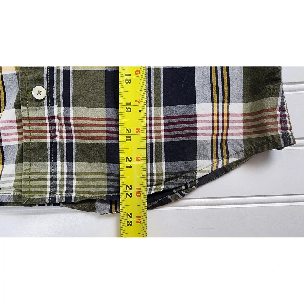 Gymboree Boys‎ Button Down Plaid Shirt Size 7/8 Medium Long Sleeve Green Navy